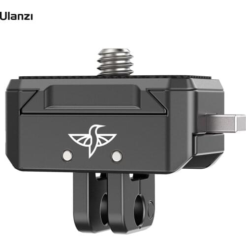 Ulanzi Aluminum Quick Release Mount Adapter Base with Mount Plate Magnetic Action Camera Mount Universal 1/4-inch Interface