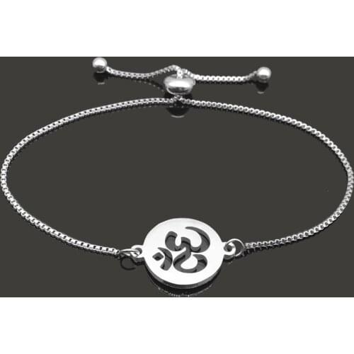 Yoga OM Charm Bracelet For Women Quality High Polished Stainless Steel Bracelet
