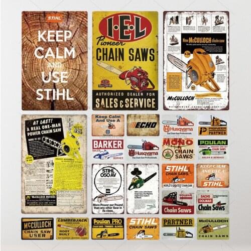 Chain Saw Metal Tin Sign Plaque Vintage Shabby Chic Style Wall Decor for Man Cave Decorative Billboard Plates Gamer Decoracion