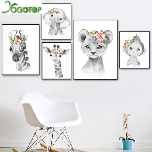 Wild Animal Nursery Decor Zebra Giraffe Lion Monkey Elephant Diy Diamond Painting 5D Embroidery Childrens Bedroom Art YY1704