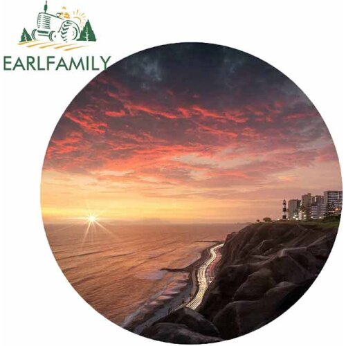 EARLFAMILY 13cm x 13cm for Miraflores Lima Peru Beach Sunset Personality Creative Car Stickers Decal Fashion Occlusion Scratch