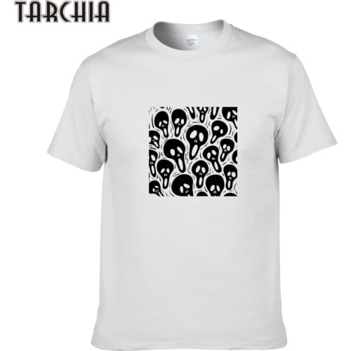 TARCHIA Summer Brand Clothing Skull Print T Shirt Men T-shirts 100% Cotton T-shirt 2021 New Male Short Sleeve Casual Tees Tops