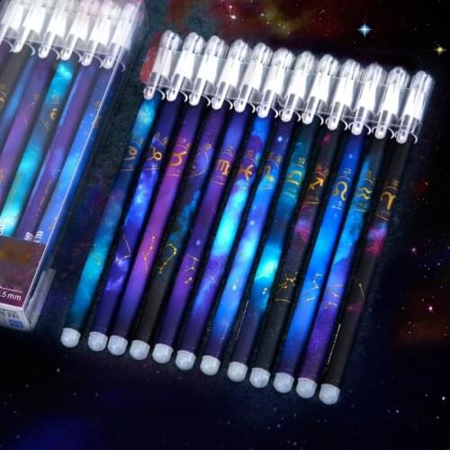 12 pcs/lot Constellation Erasable Gel Pen 0.5mm Starry Blue Black Ink Pen For Student Gift Stationery School Office Supplies
