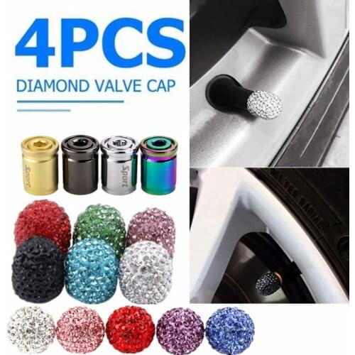 4pcs Auto Styling Zinc Diamonds Valve Caps Alloy Anti-theft Sport Car Tire Covers Wheel Tires Stem Air Cap Airtight Outdoor