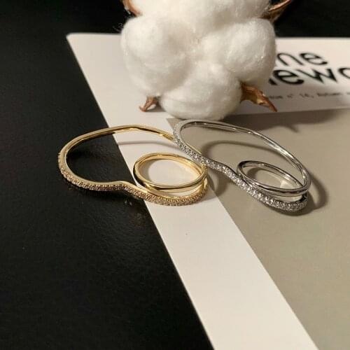 Korean Style Zircon Geometric Heart Ring Finger Rings for Women 2021 New Trendy Jewelry Accessories Party Gift