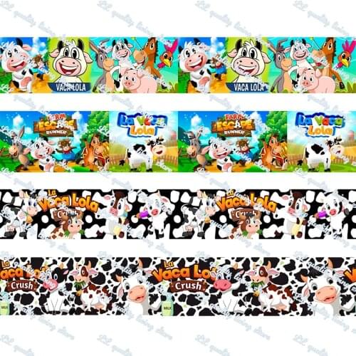 New design cartoon animal printed grosgrain ribbon/16mm printed elastic foe ribbons DIY hair bows Sewing webbing 50 yards
