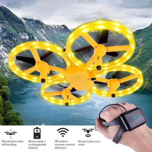 RC Mini Quadcopter Induction Drone Smart Watch Remote Sensing Gesture Aircraft UFO Hand Control Drone Altitude Hold Kids