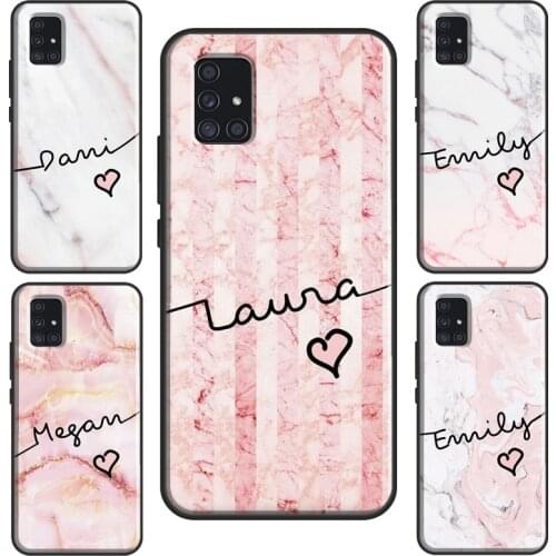 Custom Name Initial Marble Case For Samsung A51 A71 A11 A31 A10 A20 A30 S A40 A50 A70 A21S A20e A12 A32 A42 A52 A72