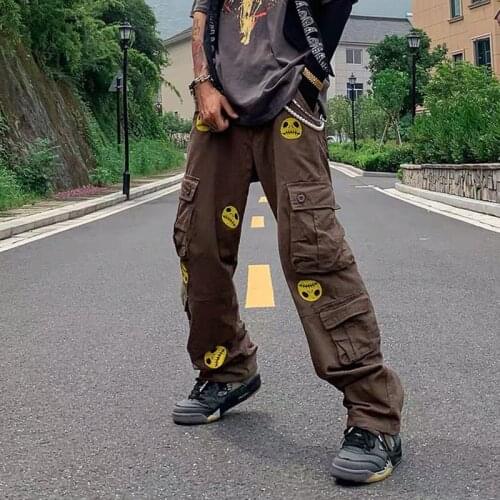Grimace Drilling Multi-pocke Men and Women Straight High Street Oversize Cargo Pants Harajuku Loose Casual HipHop Trousers