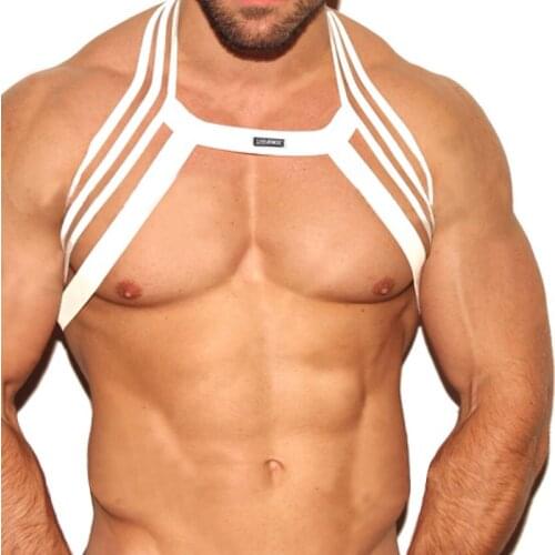 Men Halter Neck Nightclub Performance Lingerie Body Chest Harness Bondage Costume Party Hollow Out Elastic Clothing Super Hot