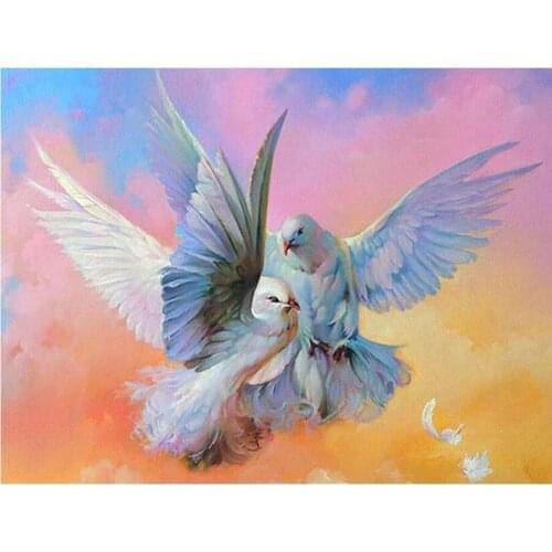 DIY Full Square round Diamond Painting Pigeon couple Embroidery Cross Stitch Rhinestone Mosaic romantic landscape wedding Decor