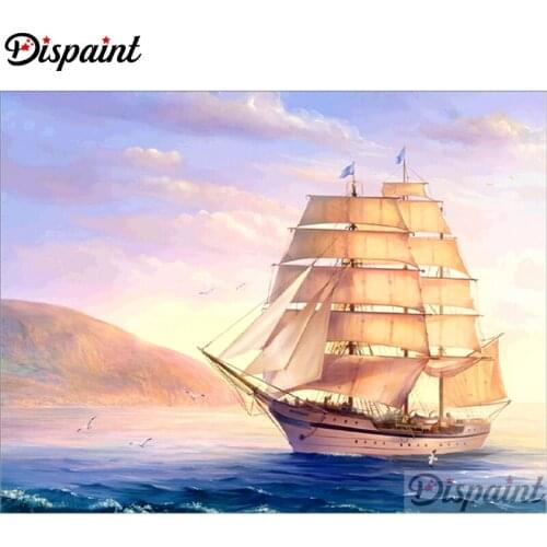 Dispaint Full Square/Round Drill 5D DIY Diamond Painting "Sailing scenery" Embroidery Cross Stitch 3D Home Decor A11739