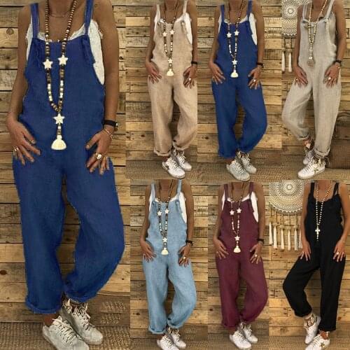 2021 New Product Hot Sale Hot Style European And American Ladies Fashion Casual Loose Suspender Jumpsuit Plus Size Overalls
