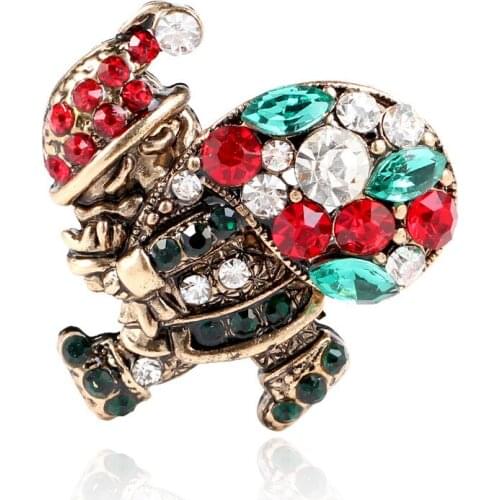 New Design 45mm Crystal Jewerly Rhinestone Santa Claus Brooch