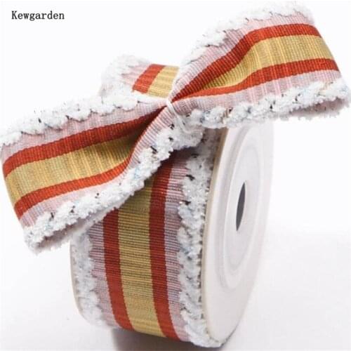 Kewgarden Hair Fringe Stripe Plaid Ribbons 1" 25mm DIY Bow Brooch Accessories Handmade Tape Packing Webbing Wholesale 25 Yards