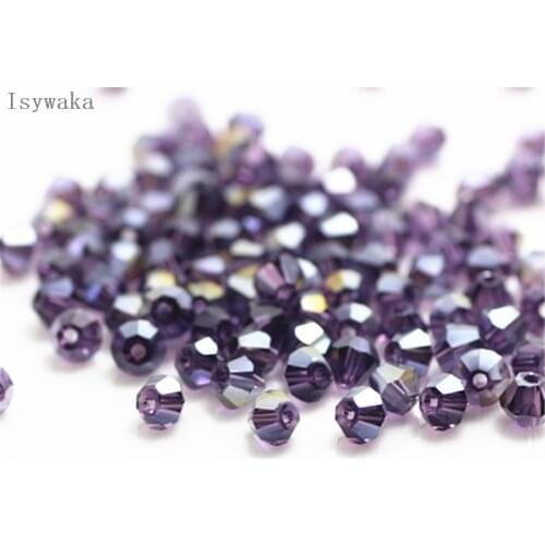 Isywaka Sale Purple AB Color 650pcs 3mm Bicone Austria Crystal Beads Glass Beads Loose Spacer Bead for DIY Jewelry Making