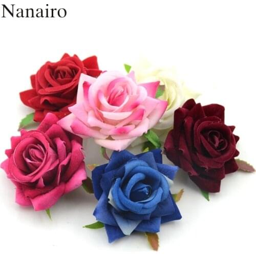 20pcs 6cm Silk Roses Artificial Flowers Heads Christmas Decoration For Home Wedding Bridal Scrapbook Diy A Cap Wreath Gifts