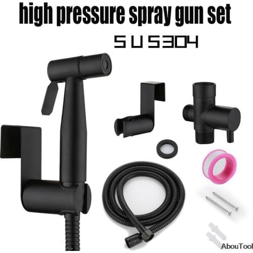 Black Handheld Toilet Bidet Faucet Sprayer Gun Set Stainless Steel Bathroom Hand Bidet Sprayer Gun Self Cleaning Shower Head