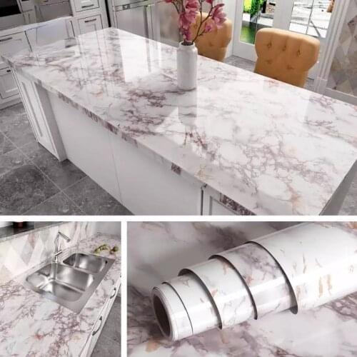 Modern Kitchen Stickers Imitation Marble Pattern Stickers Waterproof and Oil-proof Protection Table Self-adhesive