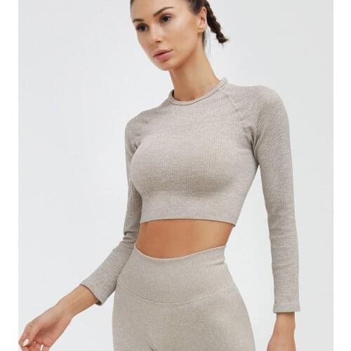 Long Sleeve Sports Shirt Women Gym Sleeveless Dry Fit Yoga Tank Top Athletic Active Fitness Running Workout Sportswear NCLAGEN