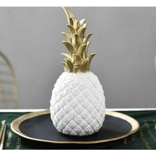 Pineapple Figurine Golden Ceramics Pineapple Ornaments Handmade Fruit Model Miniatures Home Decoration Kitchen Tool