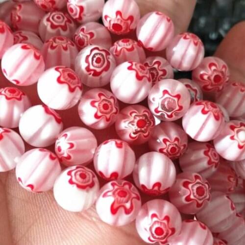 Glass flower beads round ball for women bracelets making beads size 8mm 10mm single flower beads diy glass beads jewelry finding