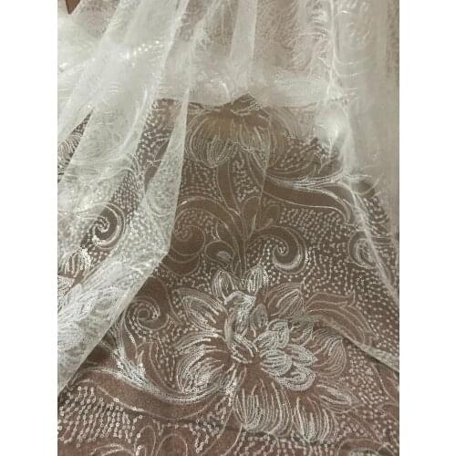 SYJ-51118 Fast Delivery Embroidered sequins African lace fabric with super quality for sewing