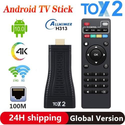 TOX2 Smart Android 10 TV Box Allwinner H313 Quad Core 2GB 16GB TvBox 2.4G/5G WiFi 100M BT4.0 Set Top Box
