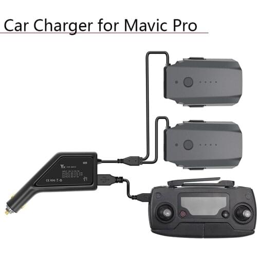 Outdoor Fast Charging Intelligent Battery Charger with USB Port Remote Controller Dual-Battery Car Charger for DJI Mavic Pro
