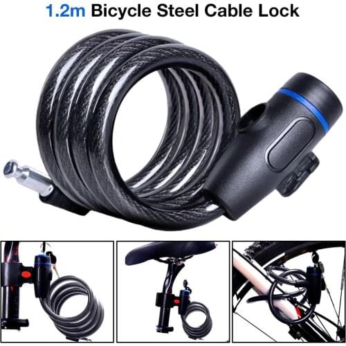 Universal Anti-Theft Bike Bicycle Lock Stainless Steel Cable Coil For Castle Motorcycle Cycle MTB Bike Security Lock with 2 Key