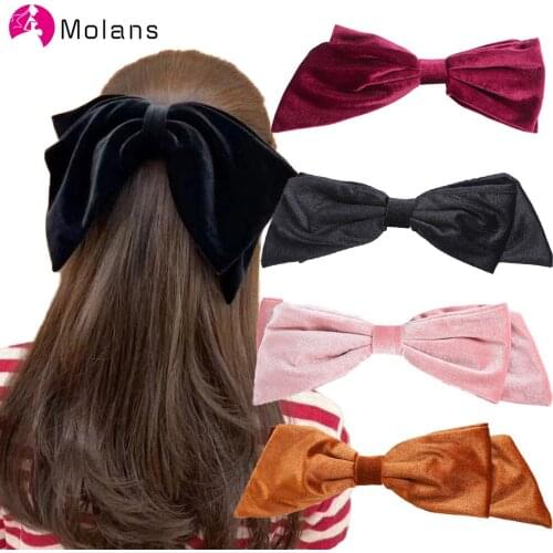 Molans Velvet Hair Clips for Women Big Bow Barrettes Girls Hairpins Ponytail Spring Clip Hairgrip New Headdress Hair Accessories