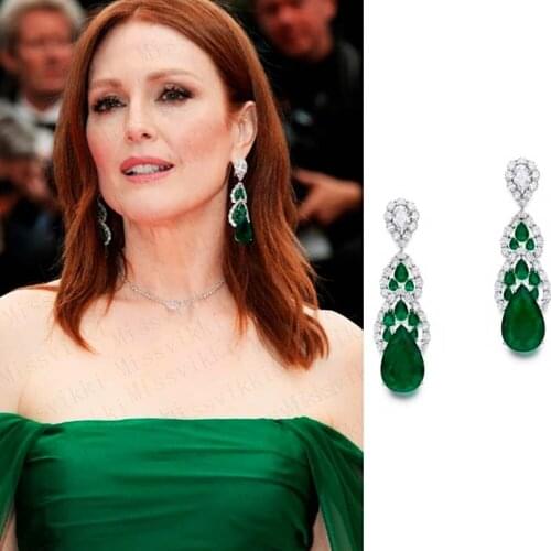 GODKI New Top Quality Luxury Green Crystal Dangle Earrings For Women Wedding Earring Brincos Female DIY Fashion Jewelry Gift
