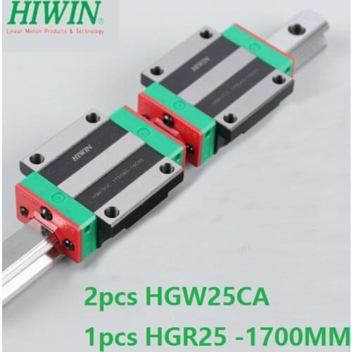 1pcs 100% original Hiwin linear guide rail HGR25 -L 1700mm + 2pcs HGW25CA HGW25CC flange block carriage for cnc router