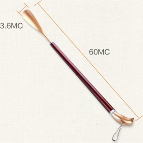 1 Piece Metal Steel Shoe Horn Alloy Head Dolphin Head Style Shoe Spoon Wood Long Handle Shoe Lifts Easy Wearing Shoes