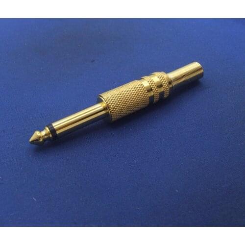 10PCS Gold plated Spring Strain Relief End 6.35mm Mono Male Plug Jack Audio Connector Adapter Convertor Soldering