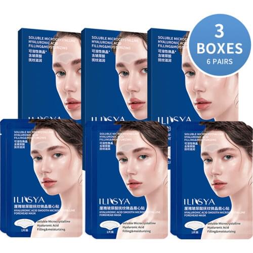 3 Boxes (6 PCS) Micro-Needle Forehead Anti-Wrinkle Patches Hyaluronic Acid Frown Lines Treatment Forehead Line Removal