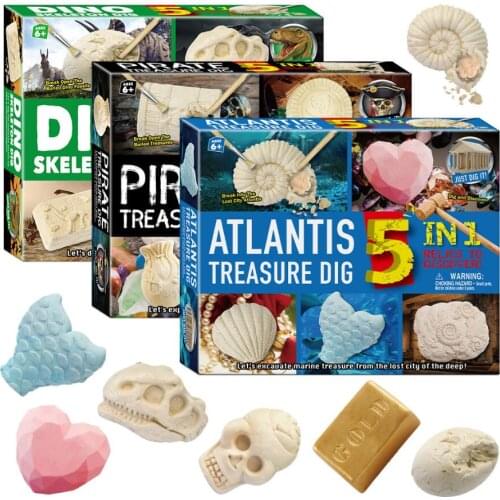 5 in 1 Pirate Treasure Dinosaur Atlant Alien Blind Box Archaeological Novelty Digging child learning steam toys Christmas gift