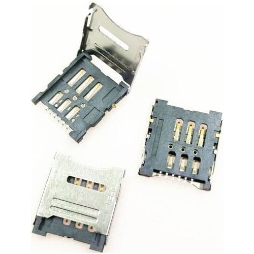 50PCS/LOT Mobile Phone SIM Card MICRO Card Flip Type 1.8H 6P SIM Card Slot