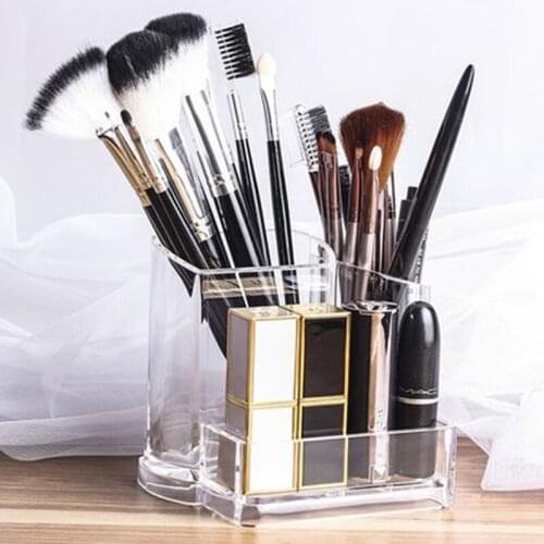 Acrylic Eyebrow Pencil Makeup Brush Storage Box Office Finishing Cotton Swab Plastic Container Organizador Lipstick Holder