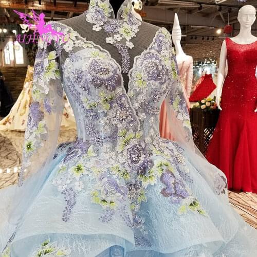 AIJINGYU Glitter Wedding Dress Gowns With Sleeves Exotic Weddimg Sweden Bridal London Gown Designs Long Frocks For Wedding