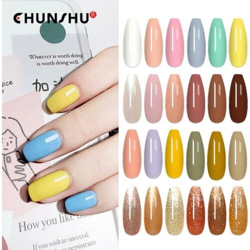 CHUNSHU 88Colors Nail Gel Polish Semi Permanant UV Resin Gelpolish Yellow Series Primer Matte Top Coat Manicure Salon Design 7ml