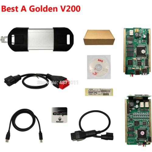 For Renault Best Quality CAN Clip V200 Diagnostic Interface with Full Chip AN2135SC AN2136SC Gold PCB Clone RLT2002 Proble