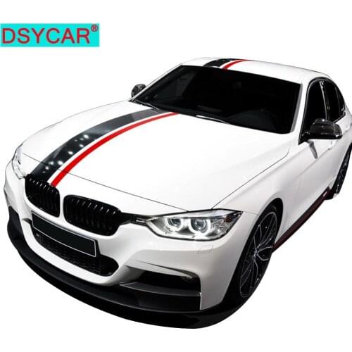 DSYCAR 1Set Carbon Fiber Car Styling Hood Bonnet Roof Rear Trunk Stripes Side Skirt Stikers Vinyl Decals Stickers for BMW