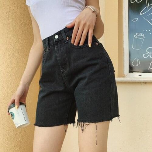 Five-Point Denim Shorts Washed Sexy Female Summer High Waist Slim Denim Shorts Bermuda Plus Size Woman New Fashion Tassel Tight