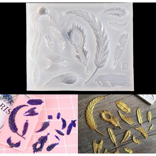 1PCS Epoxy Resin Molds Jewelry Mold Feather Shapes Making Pendant Silicone Resin Cake DIY Craft Tools Handmade Tool