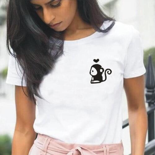 Funny Monkey T Shirt Women Tops Child Adult Animal Heart Love Chimp Zoo Tee Shirt Femme Summer Casual Tshirt Camiseta Mujer
