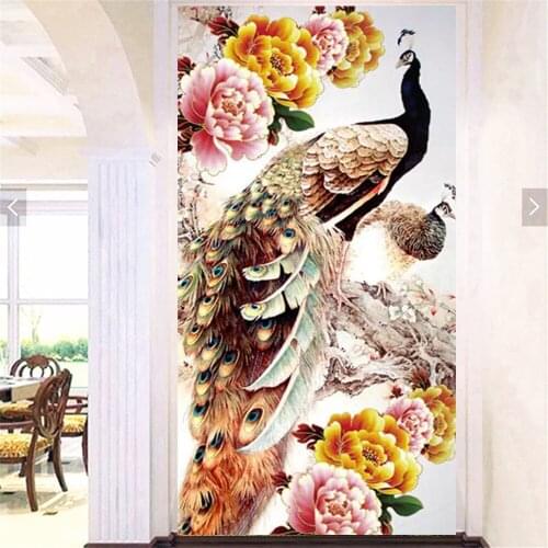 Huacan Full Square Diamond Mosaic Embroidery Peacock 5D Diamond Painting Art Animal Rhinestone Pictures Handmade Gift Wall Art