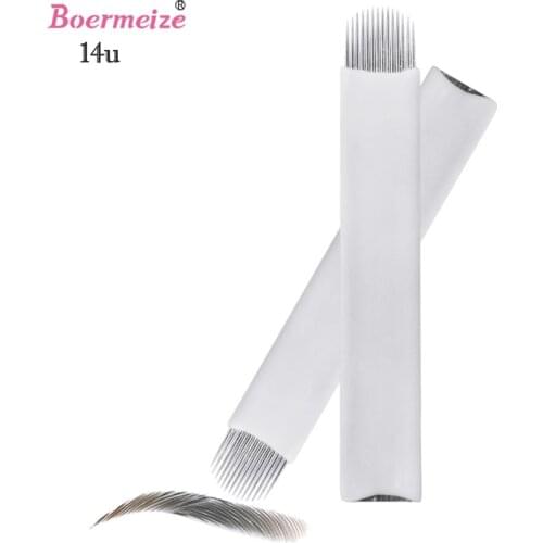 Microblading Tattoo Needles U Shape 14/18/21 U Blades 50Pcs Permanent Makeup Eyebrow Lip Eyeliner 3D Embroidery for Manual Pen