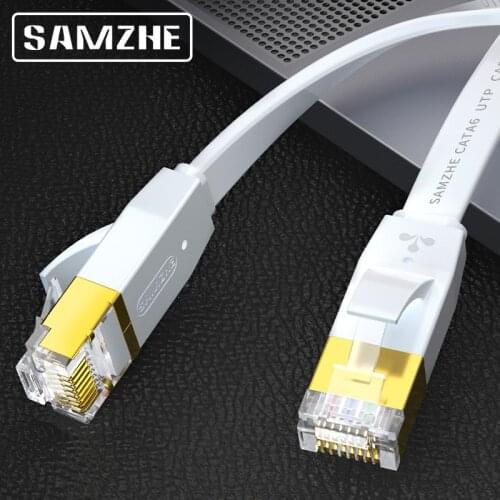 SAMZHE CAT6 Flat Ethernet Cable 1000Mbps 250MHz CAT 6 RJ45 Networking Ethernet Patch Cord LAN Cable for Computer Router Laptop