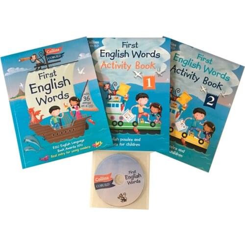 3-8 year 3 book/set First English Words Collins Children English Picture Book Illustrated Dictionary + exercise book